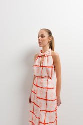 Falda Midi Estampada y Vaporosa: Un Toque de Naranja en Tu Elegancia